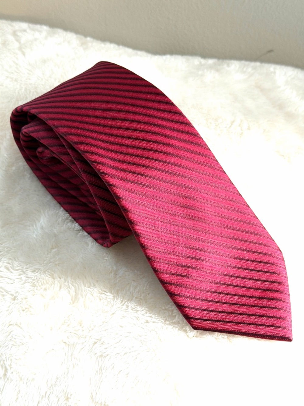 George Burgundy and Black Diagonal Stripe Tie